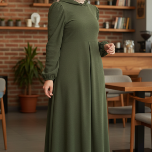 دريس الشتاء "القطيفة المضلع" – فستان كاجوال واسع بكابيشو (Hoodie Dress)